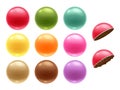 Round colorful chocolate dragee candies set.