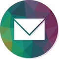 Envelope email contact isolated round web button vector.