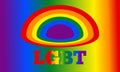 Round colorful rainbow sign representing LGBT with typography. Gradient background