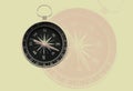 Round compass on abstract background as symbol of tourism with compass, travel with compass and outdoor activities