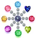 Round composition colored gems set Royalty Free Stock Photo