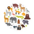 Round composition of zoo animals icons. Royalty Free Stock Photo