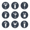 Round concept with alcohol cocktail icons