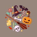 Round concept with halloween accessories