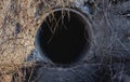 Round concrete drainage pipe outside the city.