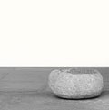 Round concrete sink on cement shelf zen composition