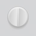 Round control button. On and Off gray plastic interface element