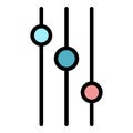 Round control buttons icon color outline vector