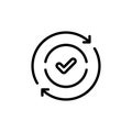 round convenient black line art icon like easy pay or update.