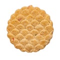 Round cookie over white background