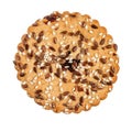 Round cookie with sesame and flax seeds