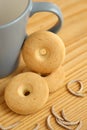 Round cookies on a table