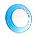 Round copyspace emblem made of blue glossy plastic