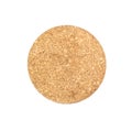 Round cork coaster board. Isolated cork circle, on white background Royalty Free Stock Photo