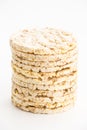 Round corn cakes/ crackers, on white Royalty Free Stock Photo