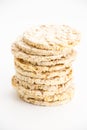 Round corn cakes/ crackers, on white Royalty Free Stock Photo