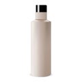 Round Cosmetic Shampoo Bottle. Beige Plastic