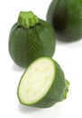 Round Courgette or Zucchini, cucurbita pepo against White Background