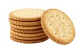 Round crackers stacked isolated white background Royalty Free Stock Photo