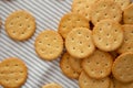 Round Crispy Crackers with Sea Salt, top view