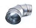 round cross-section outlet for elliptical spirally wound air ducts close-up, components of the supply and exhaust ventilation Royalty Free Stock Photo