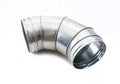 round cross-section outlet for elliptical spirally wound air ducts close-up, components of the supply and exhaust ventilation Royalty Free Stock Photo