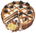 Layer Cake covered with cream, chocolate and condensed milk