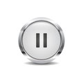 Pause icon vector image round 3d button with metal frame Royalty Free Stock Photo