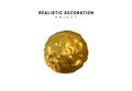 Round 3d sphere. Golden gradient ball. Gold sphere, not even rumpled by tubercles. Decorative design element. Volumetric Royalty Free Stock Photo