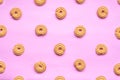 Round Danish butter cookie isolated on pink background. cookies