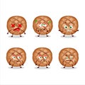 Round dark bread cartoon character with nope expression