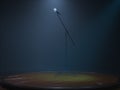 Round Dark empty stage and microphone. 3d render Royalty Free Stock Photo