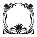 Round decorative floral frame in the art Nouveau style