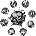 Round decorative flower dingbat designs