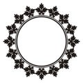 Round decorative frame with leaf ornament