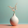 round decorative vase with flowers mockup , generated by AI