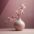 round decorative vase with flowers mockup , generated by AI