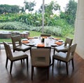 Round Dining Table with Garden View