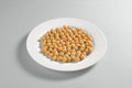 Round dish with boiled chickpeas