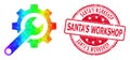 Round Distress Santa'S Workshop Stamp with Vector Triangle Filled Repair Tools Icon with Rainbow Gradient