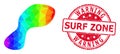 Round Distress Warning Surf Zone Stamp Seal With Vector Triangle Filled Spot Icon with Spectrum Gradient