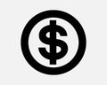 Round Dollar Coin Circle Money Finance Circular USD Currency Cash Business Bank Economy Wealth Shape Icon Sign Symbol EPS Vector