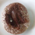 Round donuts topped with chocolate tiramisu taste sweet and delicious