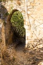 Round doorpost in shape of arch,