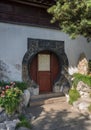 Doorway in small courtyard in Yuyuan or Yu Garden in Shanghai Royalty Free Stock Photo