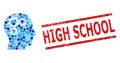 Textured High School Watermark and Brain Gears Composition of Round Dots