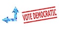 Grunge Vote Democratic Stamp Print and Bifurcation Arrow Left Up Mosaic of Circles