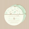 Round, double-sided floral save the date card