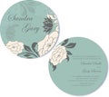 Round, double-sided vintage wedding invitation