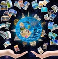 Round the Earth and rest on tropical island Royalty Free Stock Photo